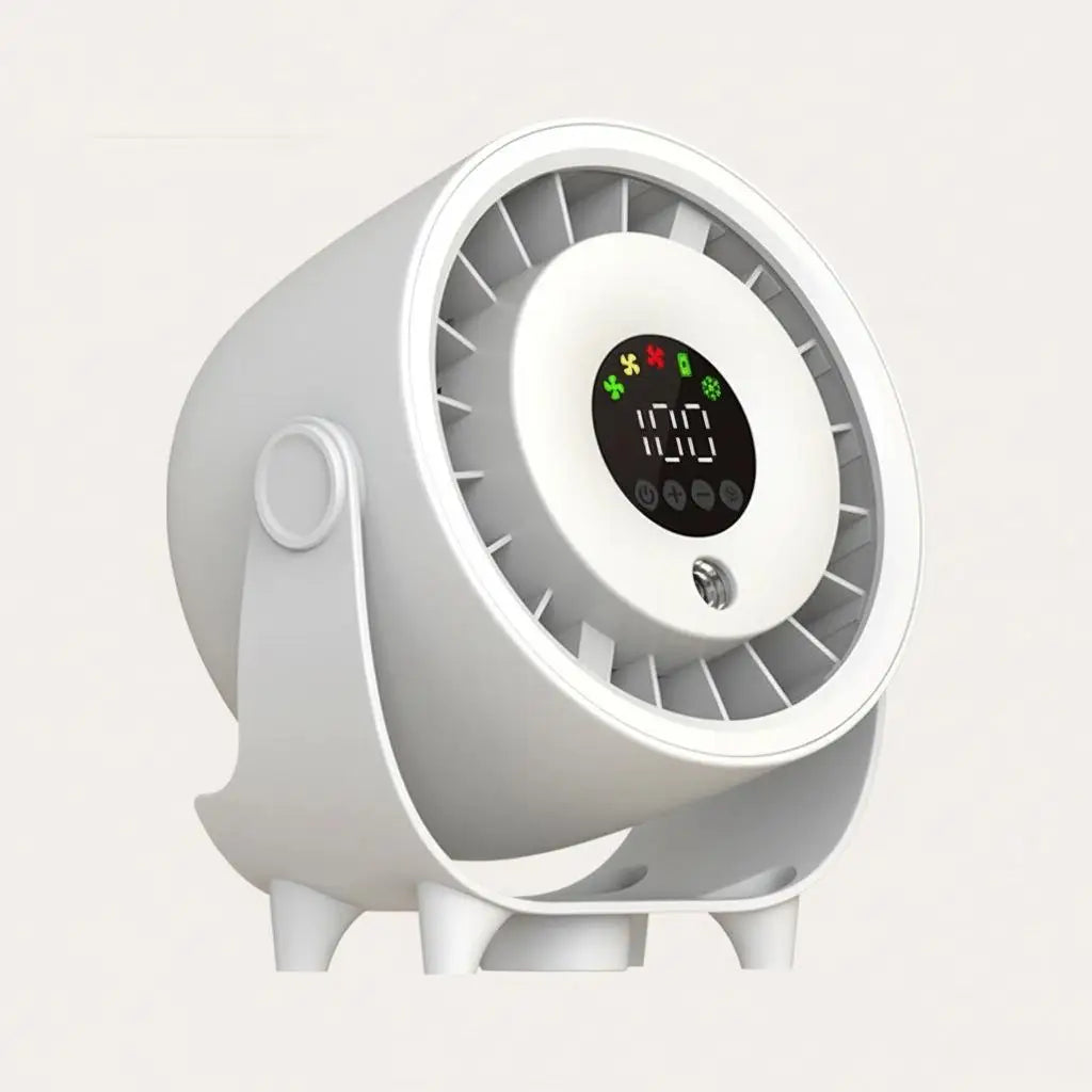 New Misting Fan Humidifying Rapid Cooling Hanging Hole Low Noise Digital Display Button Controlled Speed Fine Absorbable