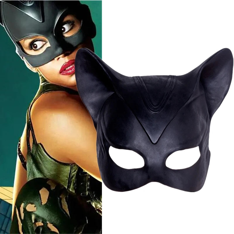 Sexy Cat Woman Selina Kyle Latex Mask Superhero Movie Cosplay Costume Halloween Party Masks Main image