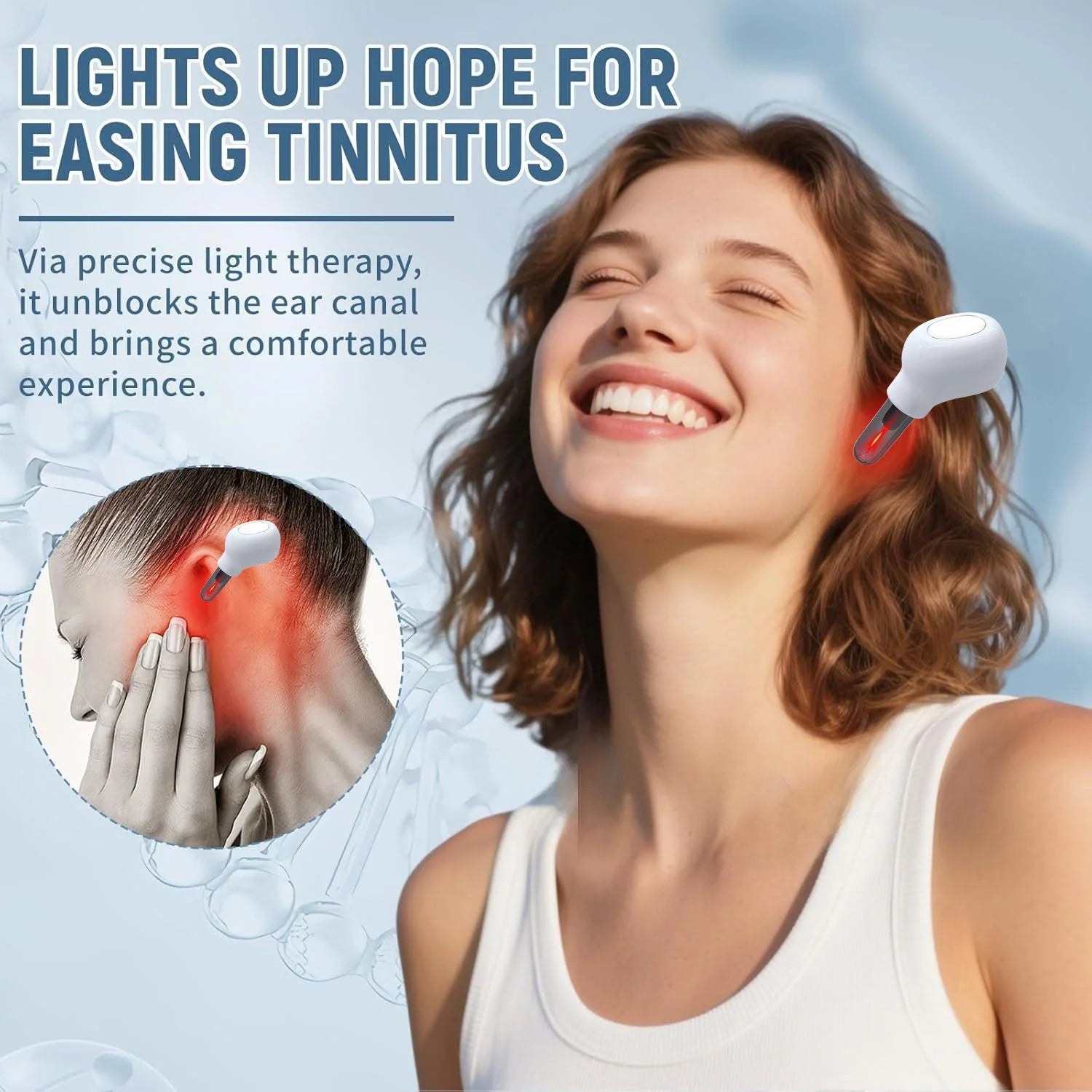 1Pcs Painless 650nm Red Light Otology Laser Therapy Device - Ear Care Instrument for Tinnitus, Otitis Media & Deafness