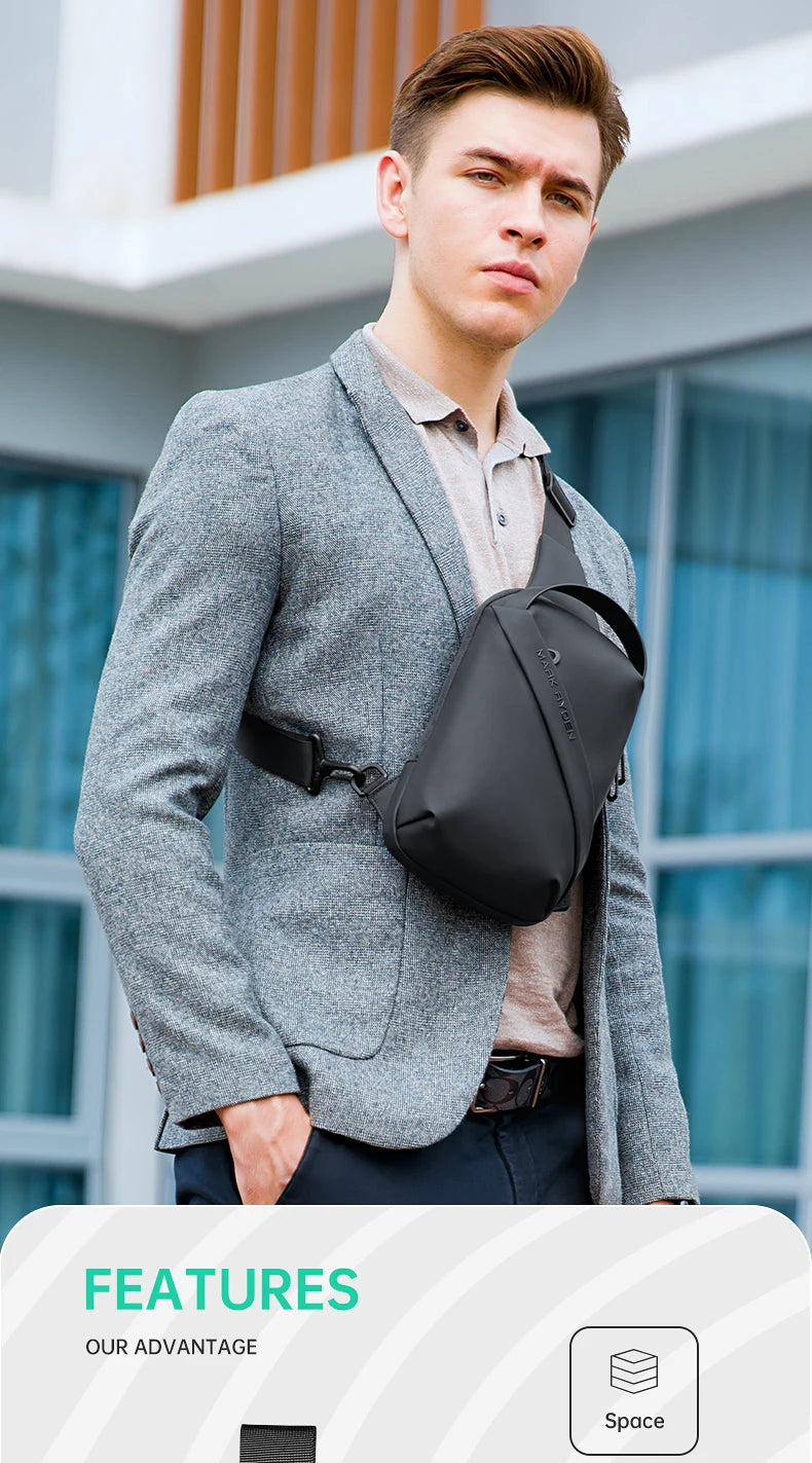 Mark Ryden Men Bag Oxford Sling bag 7.9 inch Male Chest Bag Crossbody Bag For Man Moto Biker Shoulder Bags Black New Fashion Bag