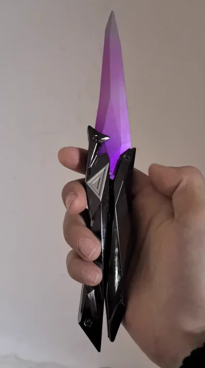 Tactical Shooter Foldable Butterfly Blade - 3D Engraved Collectible Toy Portable Melee Gear for Cosplay/Gaming Accessory Gifts