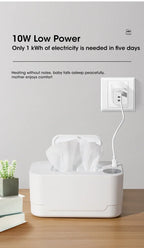 Baby Wipe Warmer Heater with LED Display, Wet Towel Dispenser Portable USB Charge Baby Wipe Warmer Napkin Heating Box Home/Car