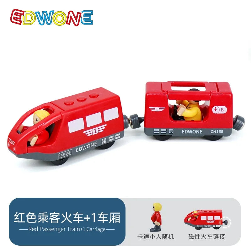 wooden Electric car set Magnetic Electric Train with Little Doll Diecast Slot Toy set Compatible Railway Wood Track Rail Train