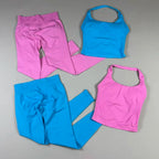 NO LOGO Yoga outfit sports Impact gym set Halter Top and leggings pant sets Backless halterneck High stretch sportswear