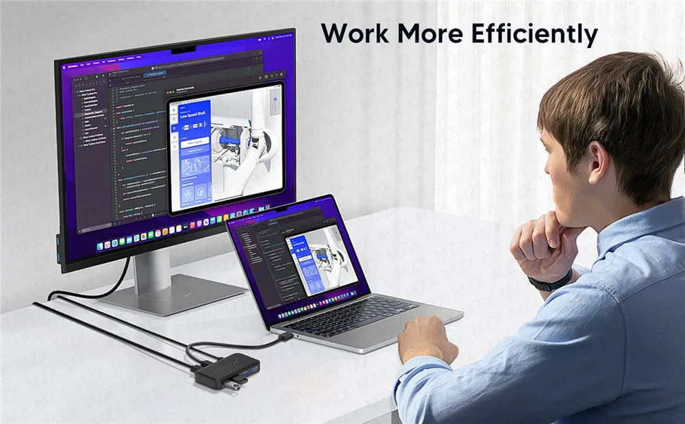 MZX USB 3.0 Switch KVM Switcher Selector KM Hub Docking Station Dock 2 Computer Laptop PC Accessories Share Keyboard for Macbook