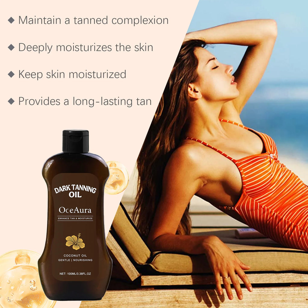 OceAura Tanning Oil Lotion Deep Moisturizing Nourishing Skin Rejuvenating Long Lasting Tan Lightweight Non Greasy Bronzing Oil
