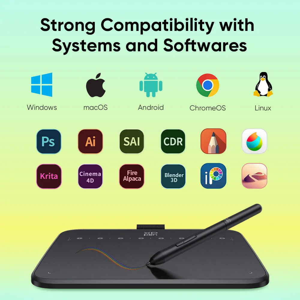 XPPen Deco 640 Graphics Pen Tablet 16384 Pressure Level 60°  Tilt Support 8 shortcut keys for PC Android Game osu