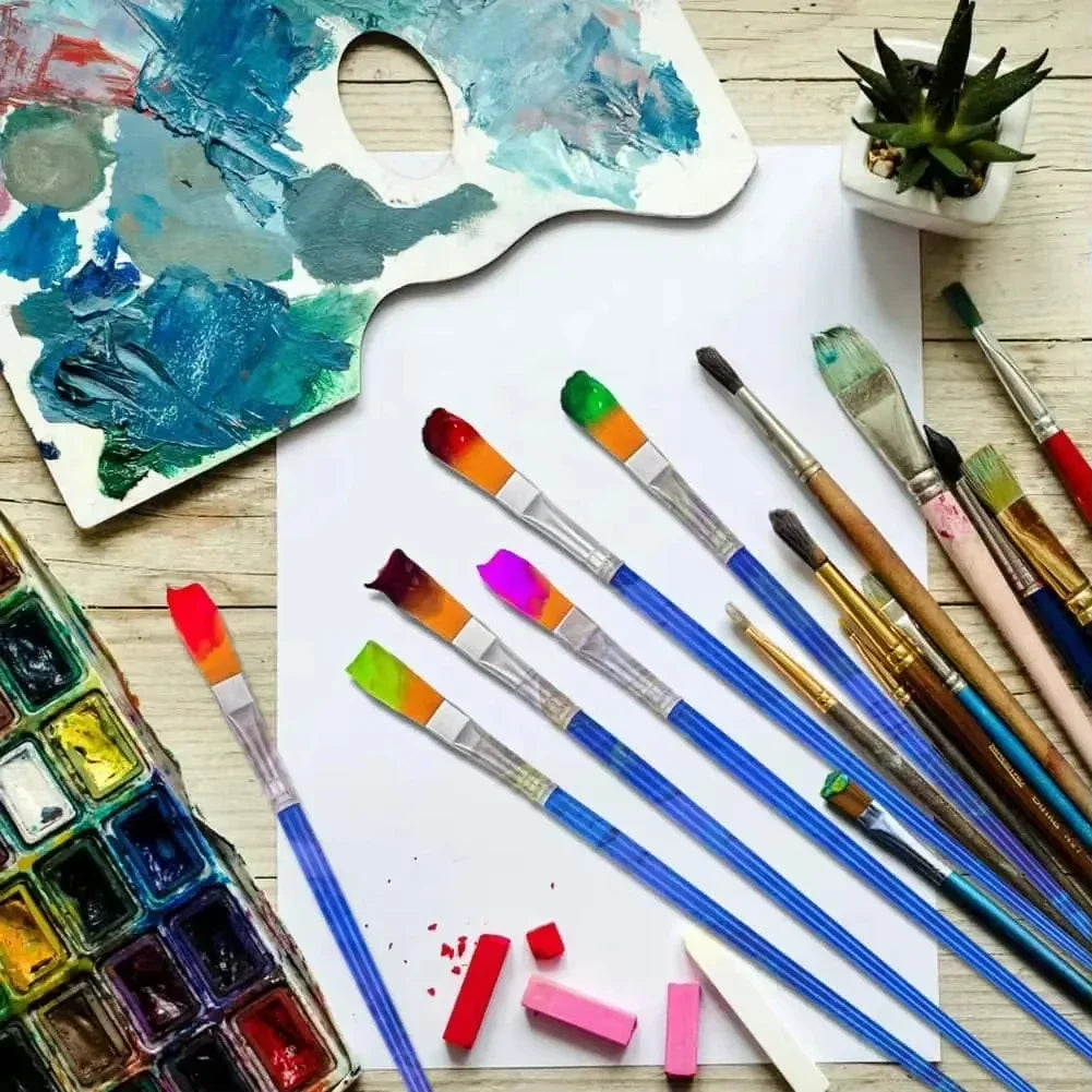 50Pcs Painting Brushes Set Art Round Flat Hair Nylon Hair Paint Brush for Oil Acrylic Watercolor Kids/Artists/Beginners/Student