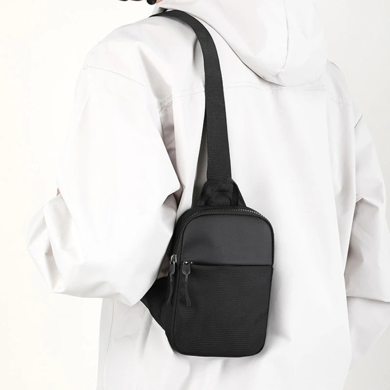 Men Waterproof Sling Chest Pack Fashion Small Black Crossbody Shoulder Zipper Bag Travel Workout Handbag Messanger Bag for Men