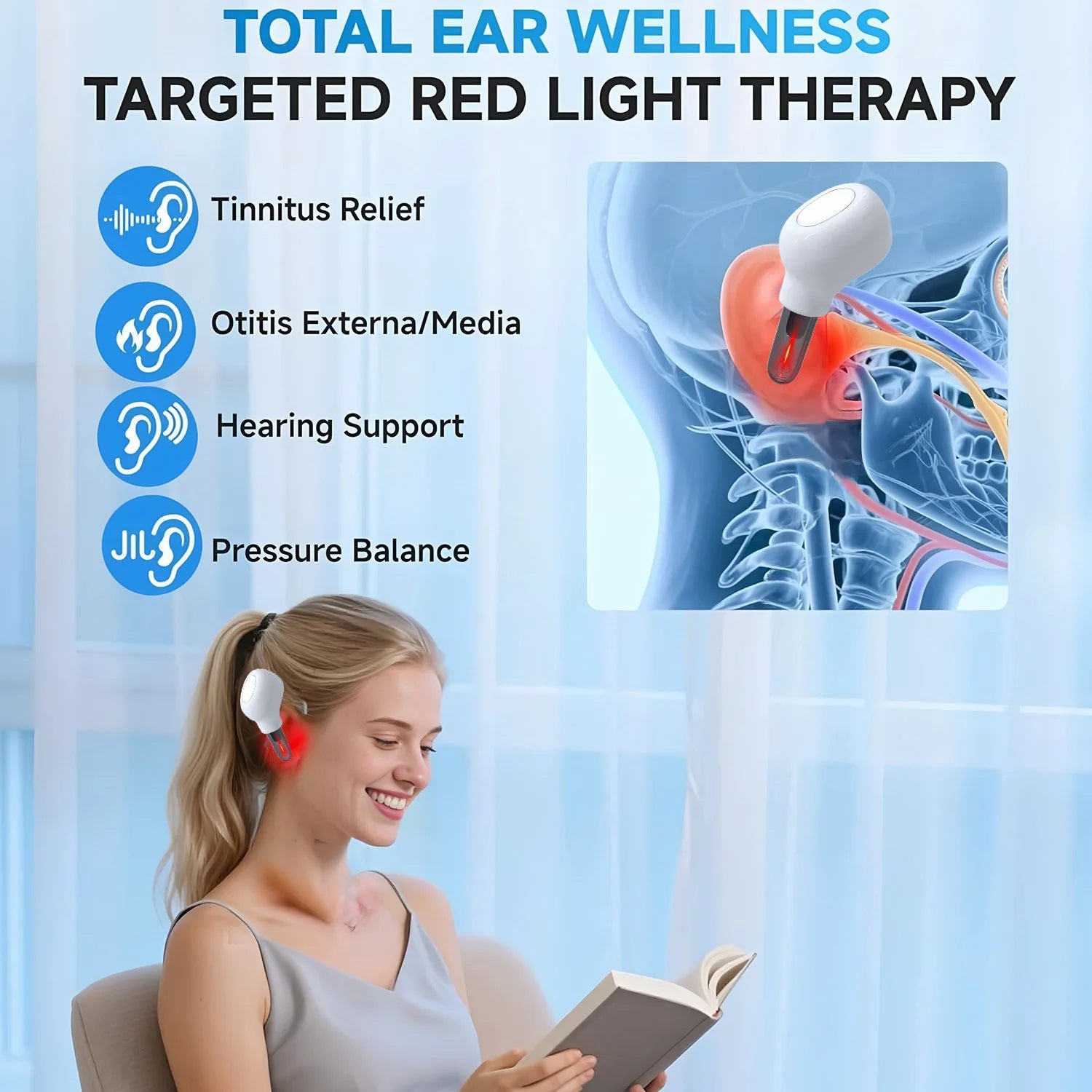 1Pcs Painless 650nm Red Light Otology Laser Therapy Device - Ear Care Instrument for Tinnitus, Otitis Media & Deafness