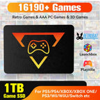 1TB Portable Gaming SSD 3 System in 1 Game Console 80+ Emulators for PS5/PS4/XBOX/XBOX One/PS3/SWITCH with 16191 3D & Retro Game
