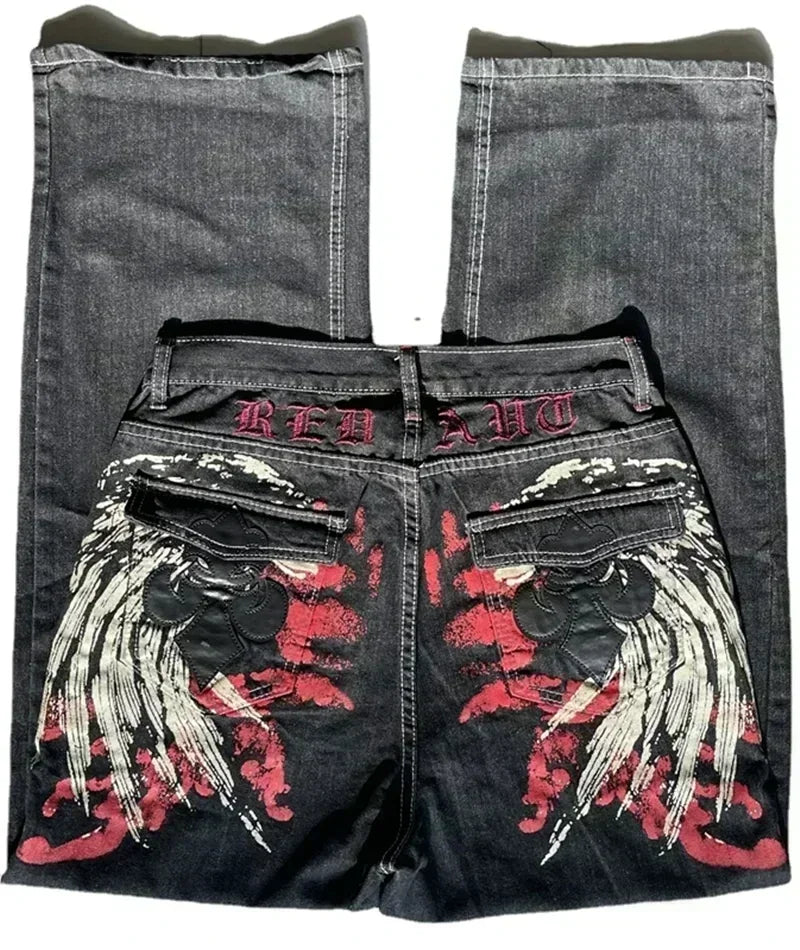 American Y2K 2025 New Baggy Wide Leg Black Jeans Overszied Women Street Casual Joker Denim Pants Couple Jeans Vintage Streetwear