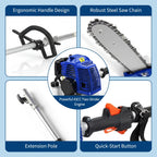 43CC 52CC Petrol Pole Saw 30cm Cutting Bar Long Reach Chainsaw Extendable 2.9m Tree Pruner Garden Power Tool With Shoulder Strap