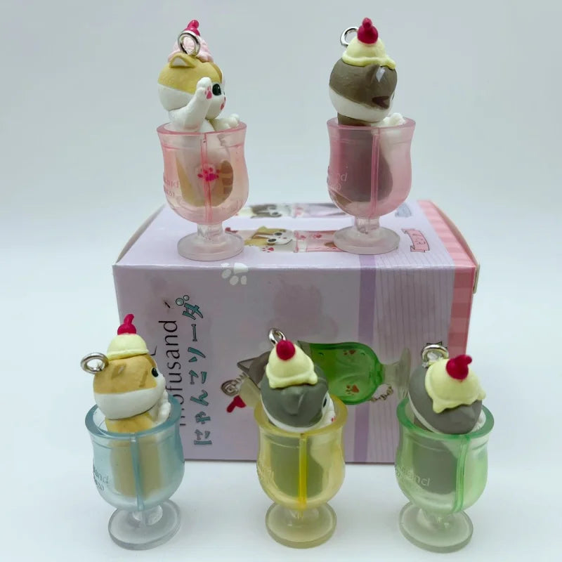 In Stock New Mofusand Cat Pudding Cold Drink Pendant Mini Figures Blind Box Anime Figures Ornaments Dolls Birthda Xmas Gifts Toy