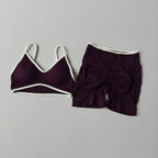2PCS Yoga Suit Seamless with Chest Pad Tight Sports Bras and High Waist Shorts Outside Wear Running Exercise Fitness Yoga Set