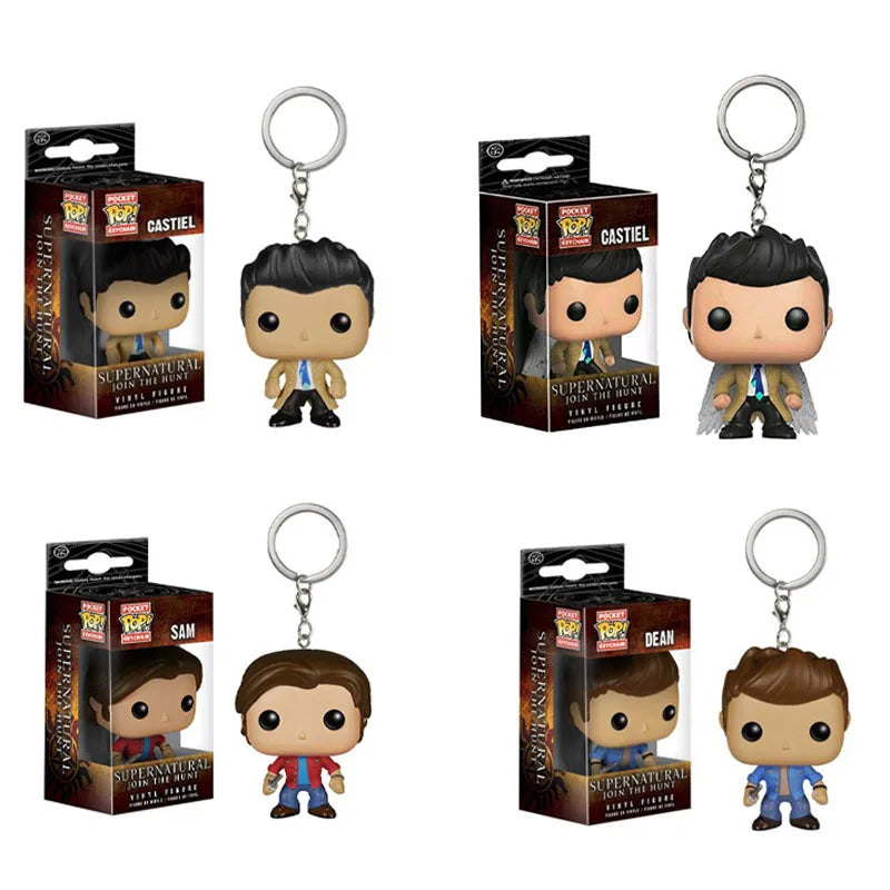 FUNKO POP Supernatural  New Character Castiel with Wing Sam KEYCHAIN Toy Vinyl Figure Collection Pocket  Key Chain Toys