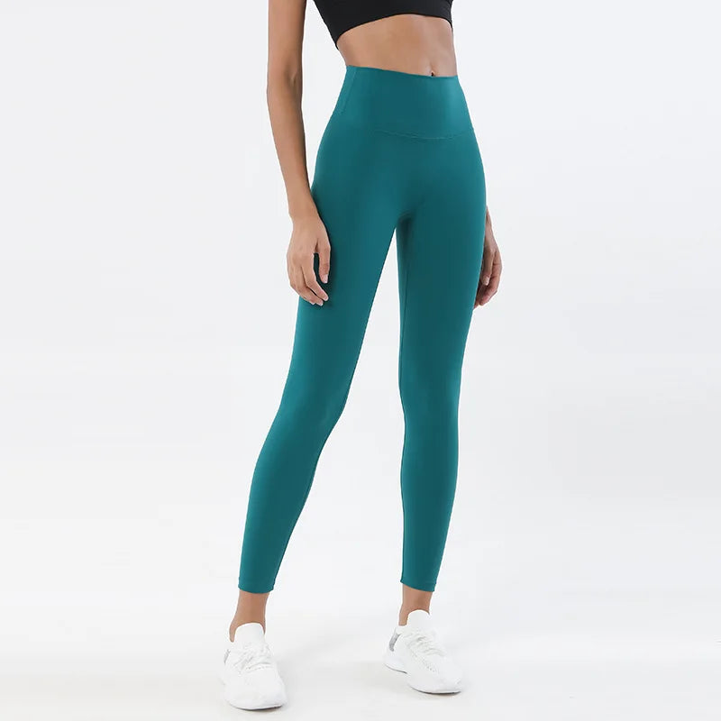 SOISOU Nylon Yoga Pants Gym Leggings Women Girl Fitness Soft Tights High Waist Elastic Breathable No T Line Sports Pants