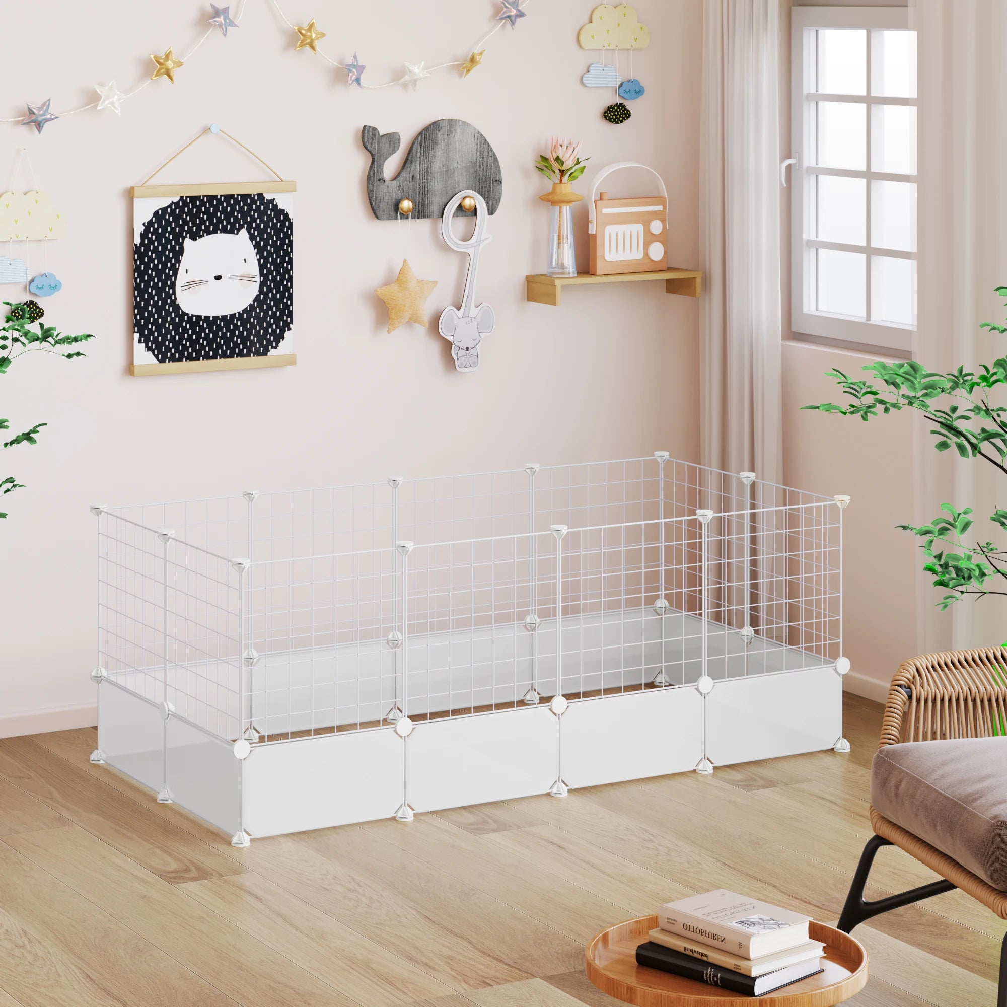 EUGAD DIY Pet Fences Foldable Cat Dog Cage Security Guard Puppy Kennel House Exercise Training Kitten Home for Rabbits Guinea Pig