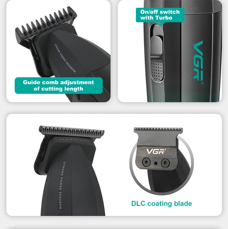 VGR Hair Clipper Professional Hair Cut Machine Face Shaver Barber Clippers Beard Trimmer Metal Trimmer for Men V-003 V-906 V-308