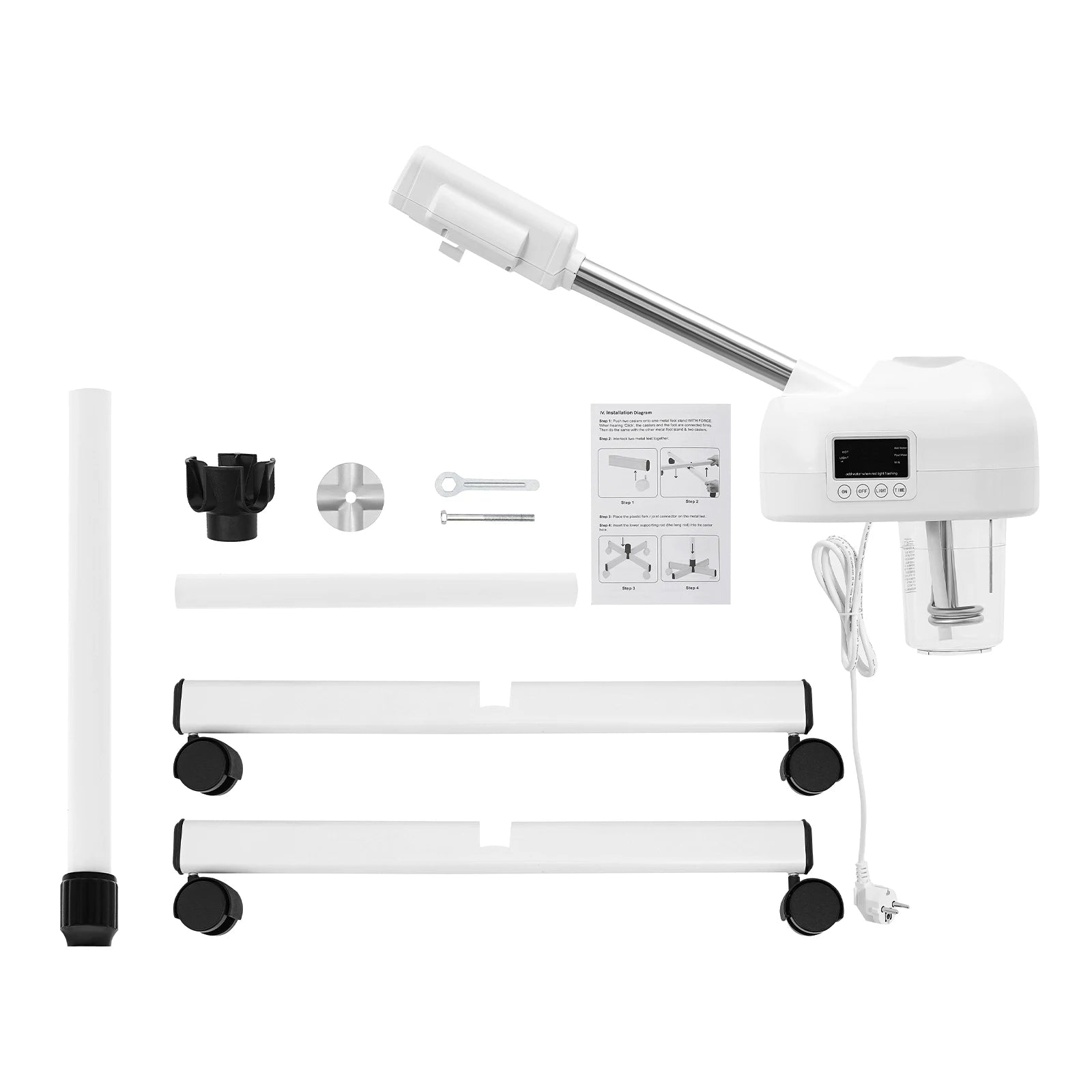 Professional Face Steamer Nano-Ion Ozone Hot Mist Hot Mist with LCD Screen Adjustable Height for Salon Home Spa Aging Reduction