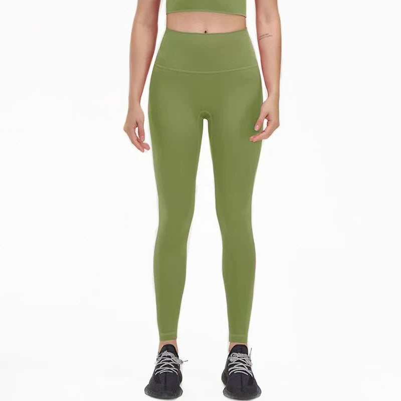 SOISOU Nylon Yoga Pants Gym Leggings Women Girl Fitness Soft Tights High Waist Elastic Breathable No T Line Sports Pants