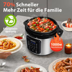 Aigostar Pressure Cooker 6L, 18-in-1 Multicooker, Keep Warm, Non-Stick Coating, Easy Cleaning, Digital Touchscreen, 1000W Pressu