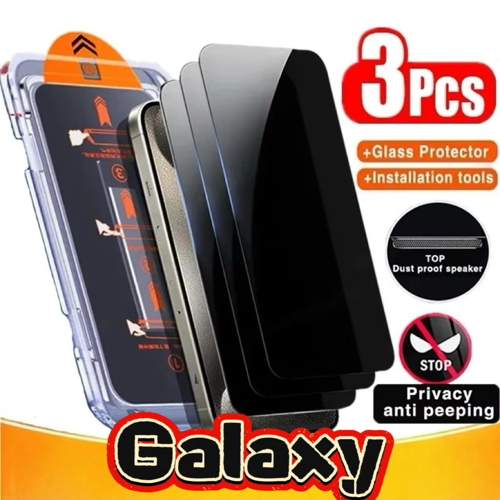 3Pcs Privacy Tempered Glass Screen Protector Fits Galaxy S25 S24 S23 S22 Series Easy to Install Main image