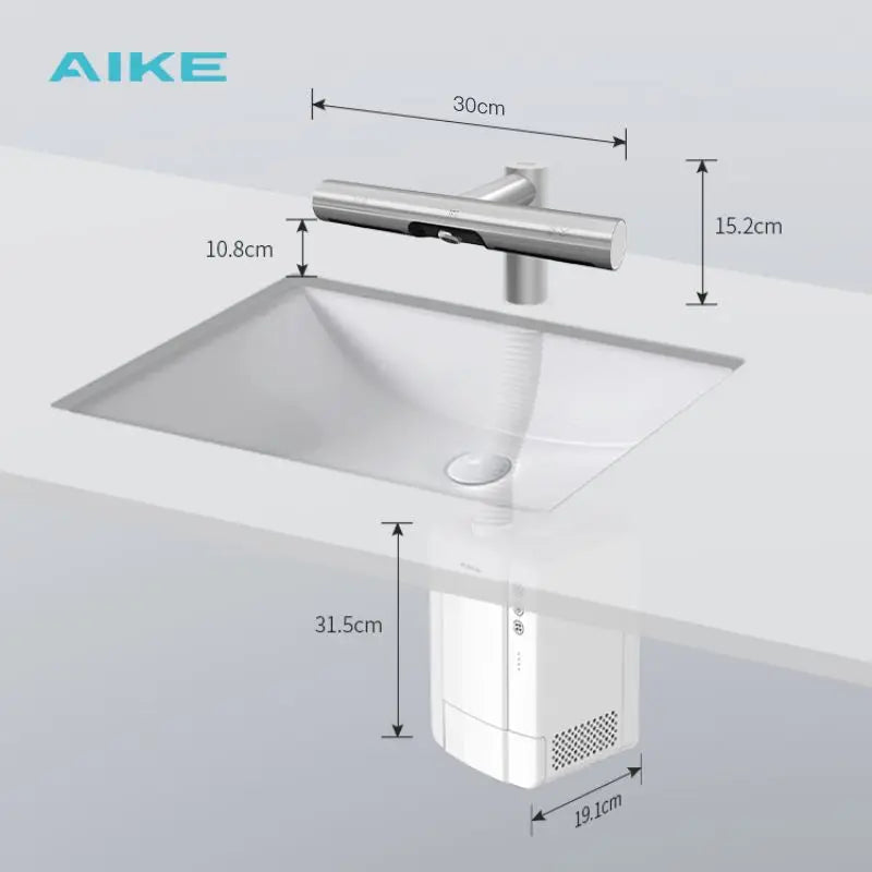 AIKE 2-in-1 Automatic Sensor Tap Hand Dryer Stainless Steel Integrated Basin Faucet High Speed Air Hand Drying Device AK7120