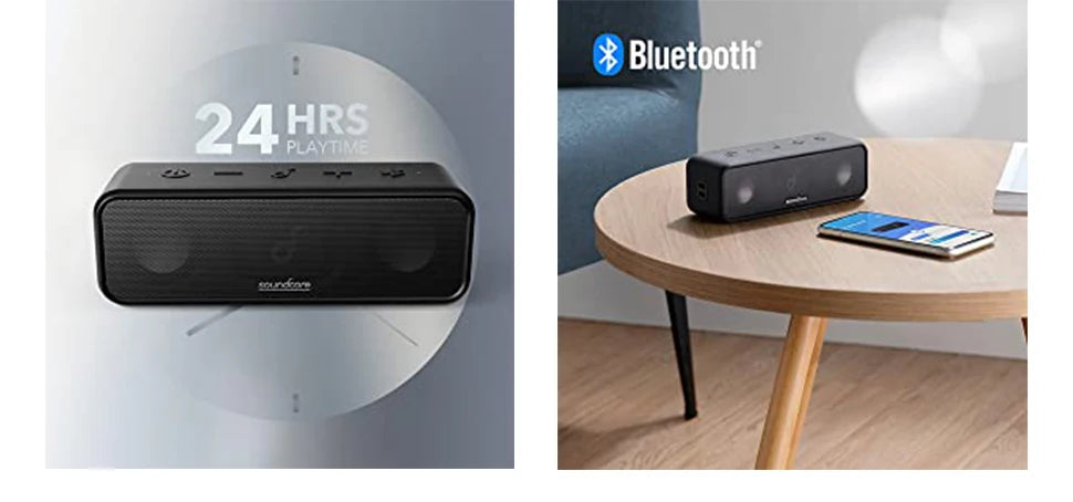 (EU stock) Soundcore 3 from Anker, Bluetooth 5.0 loudspeaker, 24H playing time, IPX7 waterproof, stereo sound with titanium membrane, Bas