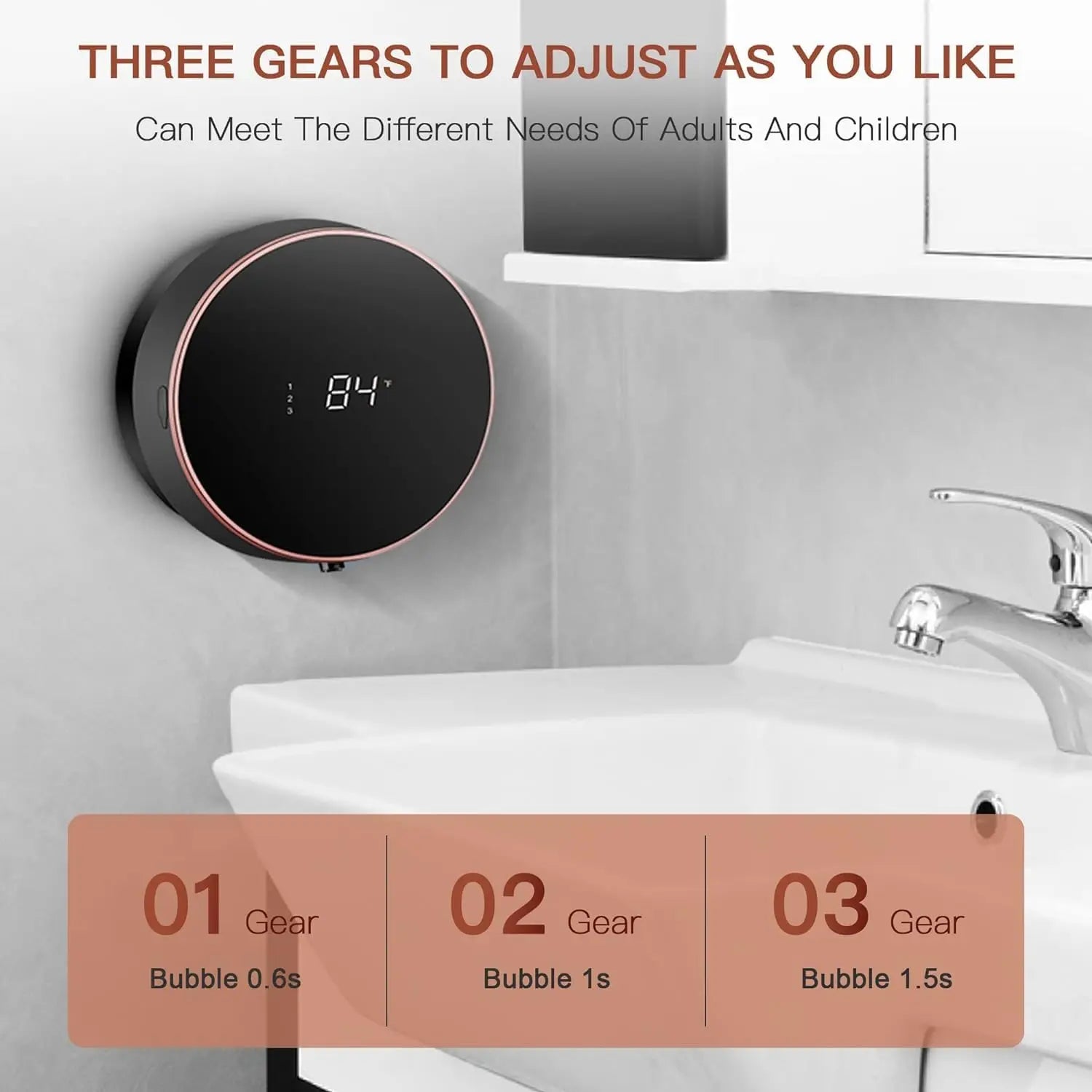 Automatic Foaming Soap Dispenser - Touchless Wall Mount, LED Temp Display, USB Rechargeable for Bathroom, Kitchen&Commercial Use