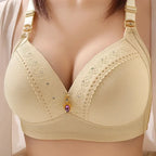Gathered Side Collection Lifting Underwear Breasts Brassiere Large Size Bra Full Cup Underwear Brassiere No Steel Ring  Bra