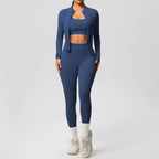 3pcs Sportswear Yoga Set Gym Sports Bra Zipper Jacket Leggings Clothes Sportswear Yoga Suits For Women Fitness Set Tracksuit