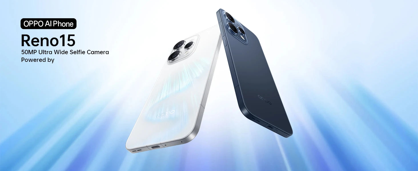 Eu version smartphone OPPO Reno15 5G 8GB+512GB Blue,Snapdragon 7 Gen 4,6500mAh,80W ,6.59inches,50MP OIS Camera,Official Warranty