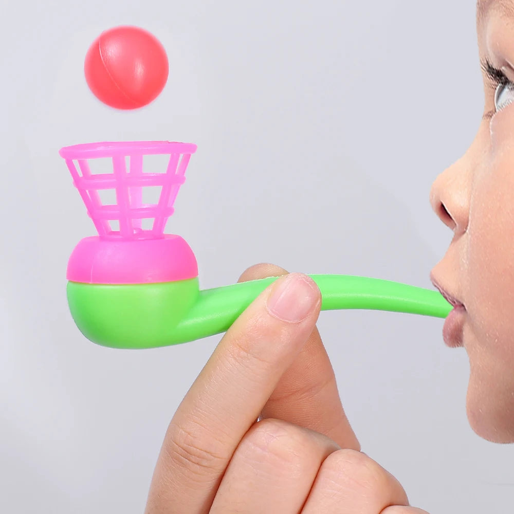 2-8pcs Colorful Plastic Tube Blow Ball Children's Puzzle Toys Classic Magic Floating Blow Ball Toys Baby Balance Training Game Secondary image