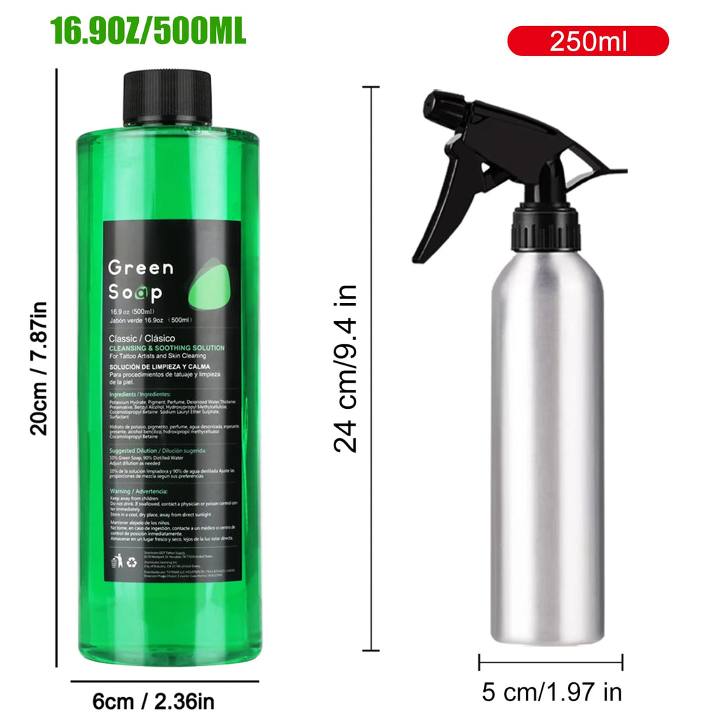 Tattoo Green Soap and Blue Soap - Super Concentrated Tattoo & Piercing Cleanser for Tattoo Studios, Tattoo Artist & Beginner