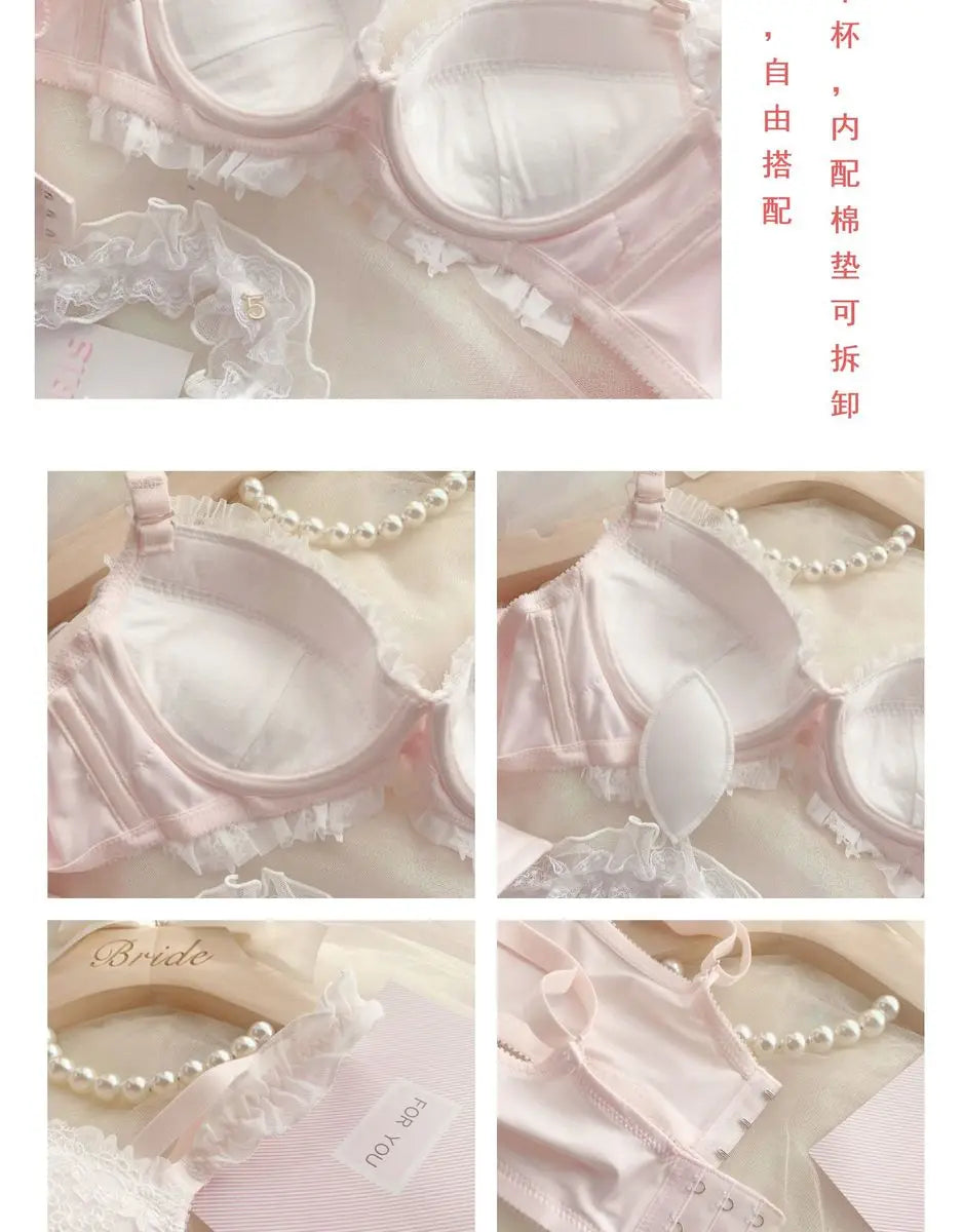 UK Trending! MOYISU Kawaii Lolita Bra Set Full Cup G Heavy Underwire Support Heavy Lace Thin Cup Pure Sexy Teen Lingerie Summer