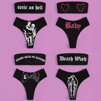 Gothic Bikini 2025 Women Skeleton Tube Top Bra Triangle Bottoms Swimsuit Split Bathing Suit Underwear Y2K Bikinis Punk Swimwear