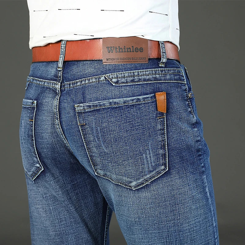 Wthinlee 8 Models Spring Autumn Business Jeans Men Casual Straight Stretch Fashion Classic Work Denim Trousers Brand Clothing Secondary image