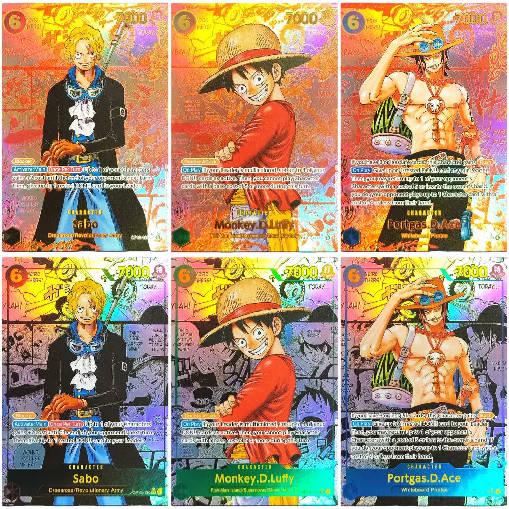 28 Style DIY ONE PIECE CARD Game Luffy Sanji ACE Zoro Shanks Nami Teach Sabo Manga Alt Art SEC English Collection Anime Cards