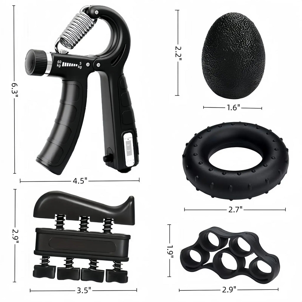 6 Pack Hand Grip Strengthener Kit, Adjustable Resistance Counting Hand Gripper, Finger Exerciser, Grip Ring & Stress Relief Ball for Forearm Workout, Wrist Rehabilitation Training