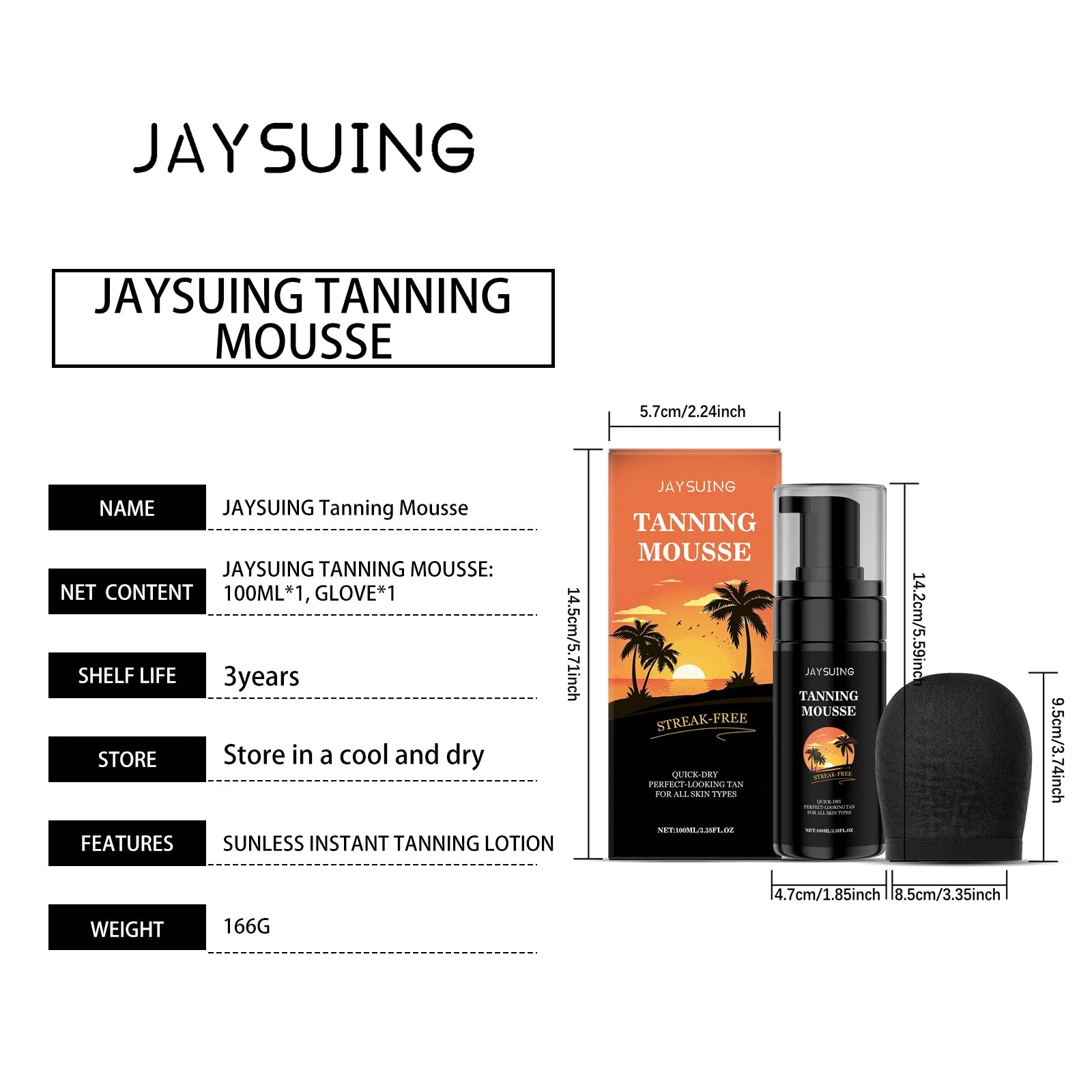 Self Tanning Mousse Moisturize Brighten Even out Body Skin Tone Anti-Dryness Sunburn Repair Mild Coconut Tan Accelerator Cream