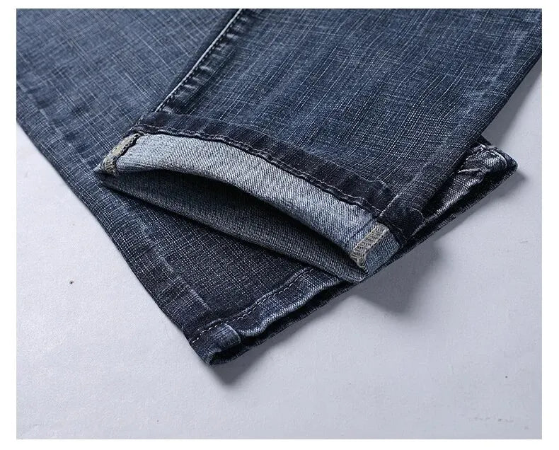 Wthinlee New Business Men's Jeans Casual Straight Stretch Fashion Classic Blue Black Work Denim Pant Trousers Male  Clothing