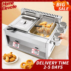 Dual Tank Commercial Gas Deep Fryer Stainless Steel 2x6L Capacity 50-380°C Temperature Control Restaurant Fast Food Snack Shop