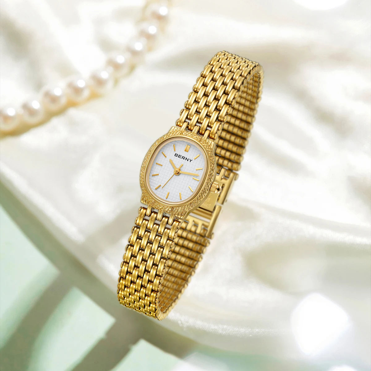 BERNY Gold Women's Watch Luxury Small Dial Ladies Gold Watch Jewelry Bracelet Quartz Lady Watch Stylish Fashion Women Watches