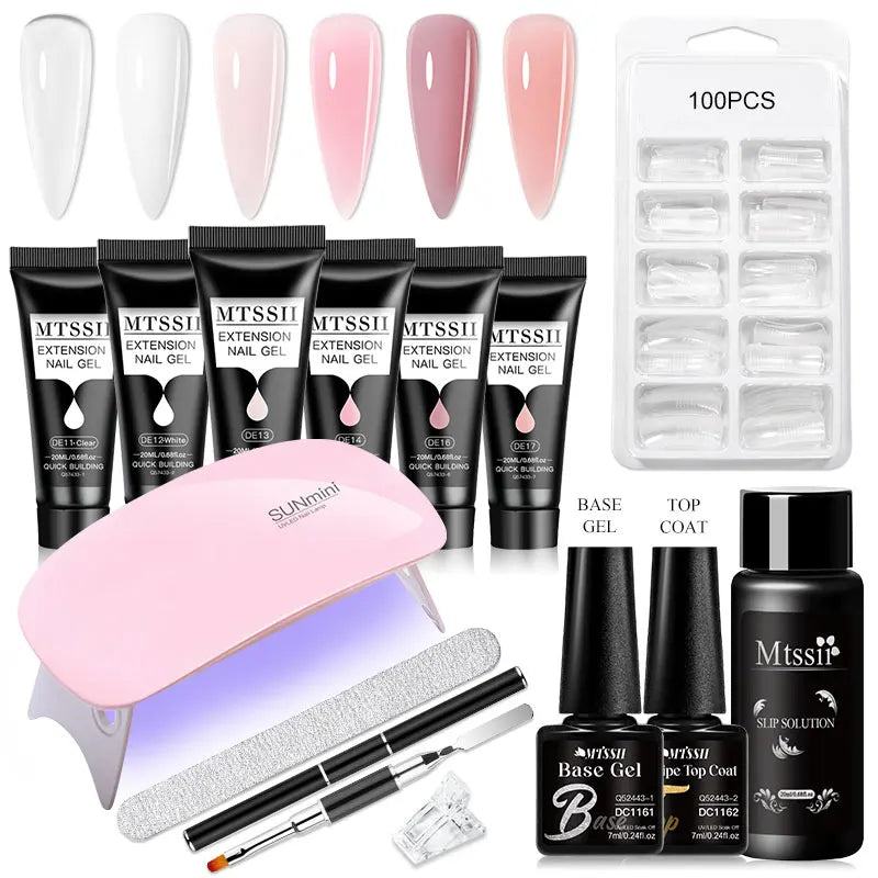 24PCS/Set 20ml Poly Naili Extension Gel  Kit Mini UV Lamp Sealer With Base Top Coat Professional Poly UVNail Gel Kit Starter Kit