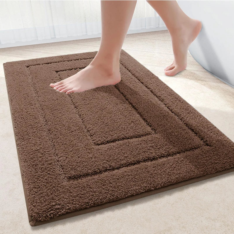 Homaxy Double Frame Velveteen Bathroom Mat Floor Mat Indoor Non Slip Door Mat Dirt Trap Absorbs Water Comfortable Bathroom Mat