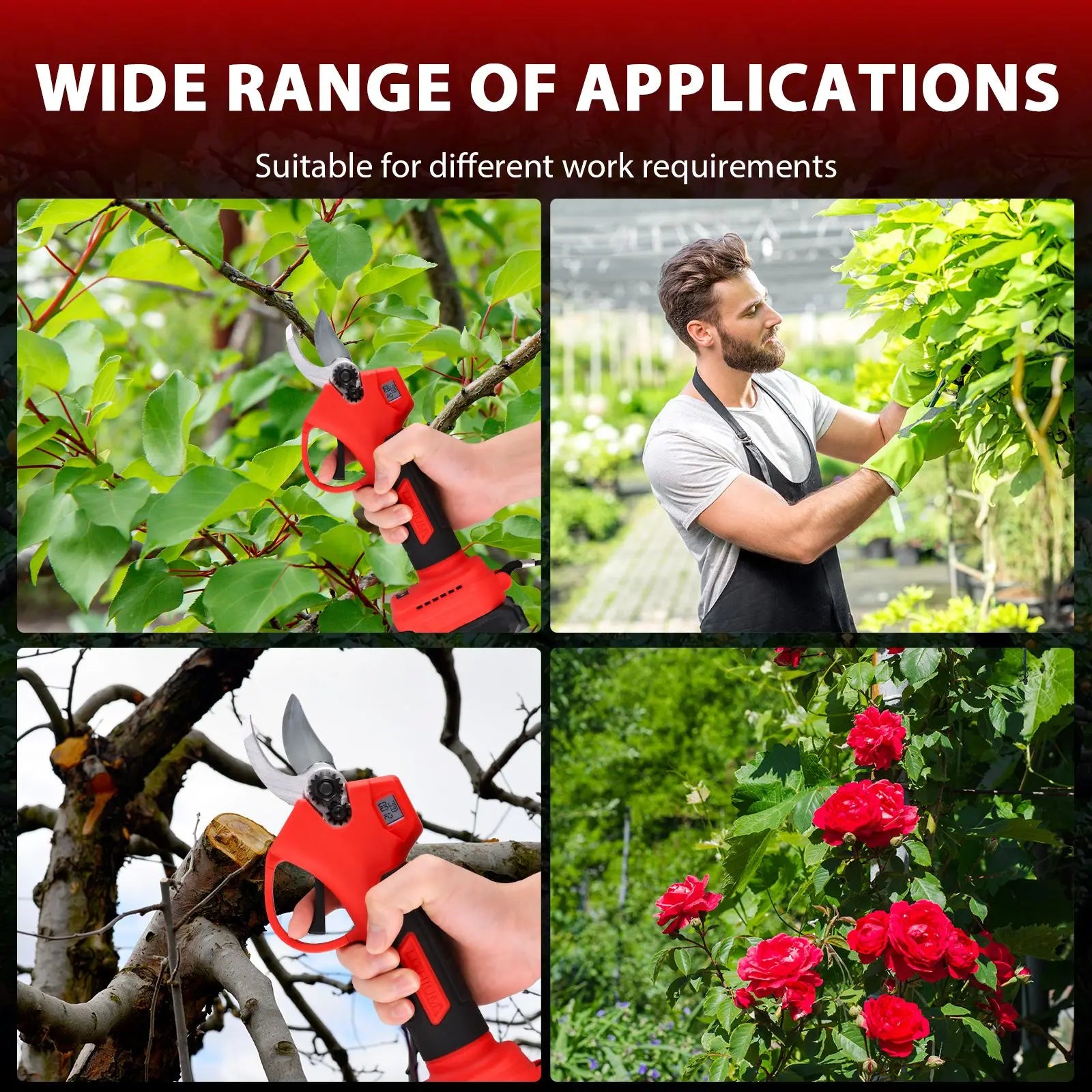 Podofo Brushless Electric Pruning Shears 2.5-Inch Cordless Garden Branch Cutter Battery Powered Shrub and Tree Trimming Tool for Landscaping Orchard Yard Maintenance Secondary image