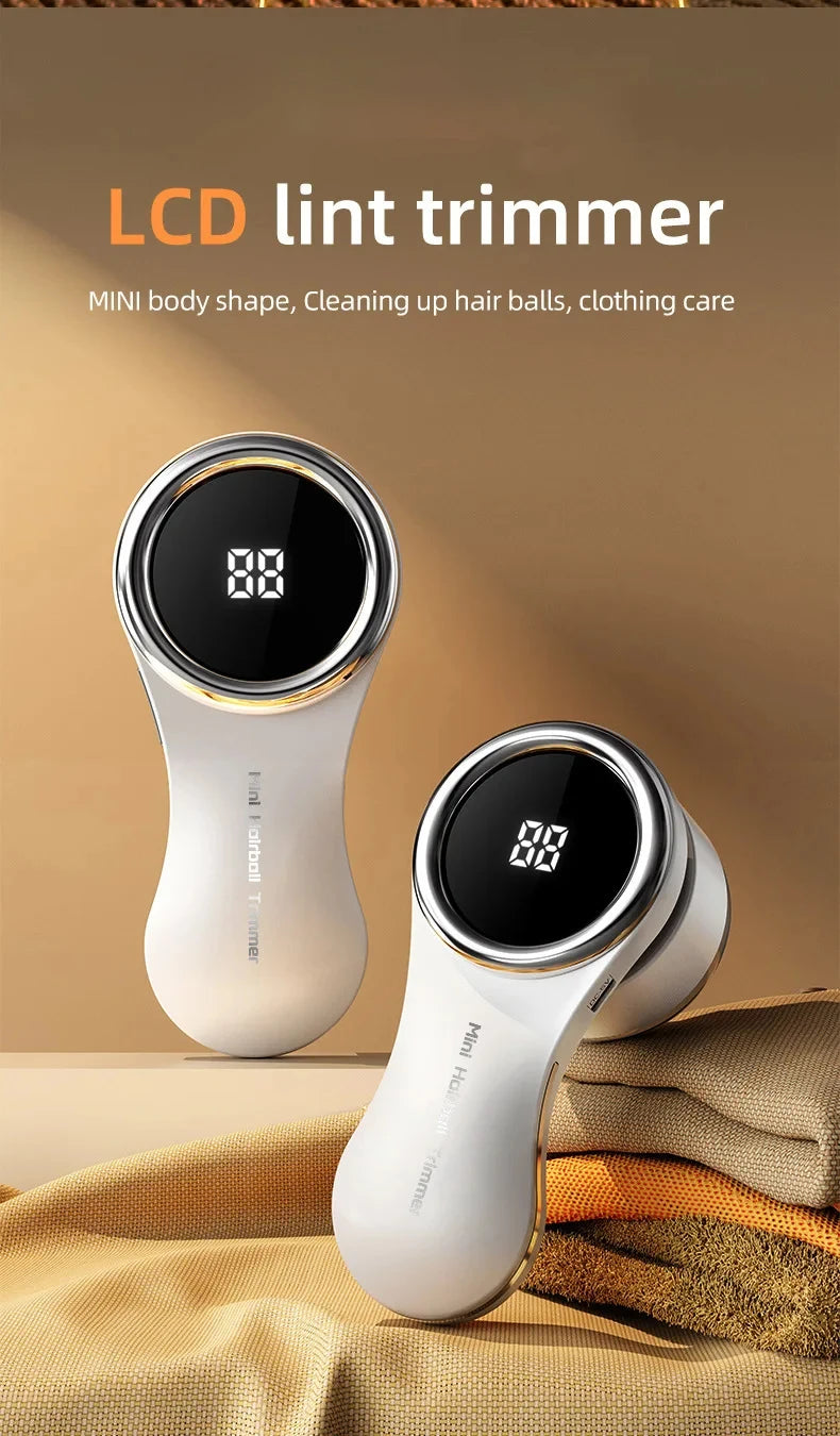 Electric Lint Remover Fabric Shaver LCD Display USB Rechargeable Portable Clothes Fuzz Remover Hair Balls Trimmer for Home