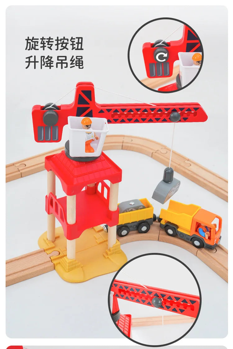 new Wooden Railway Track Set Electric Train Magnetic Car Diecast Slot Fit All Brand Biro Wood Track Assemble Toy Boy Gift