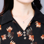 Summer half sleeve Shirt Fashion Commute All-match Ice Silk Printed Button Loose Women's Blouses Top